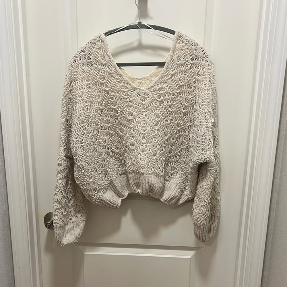 Women's Cream Knit Crop Sweater
